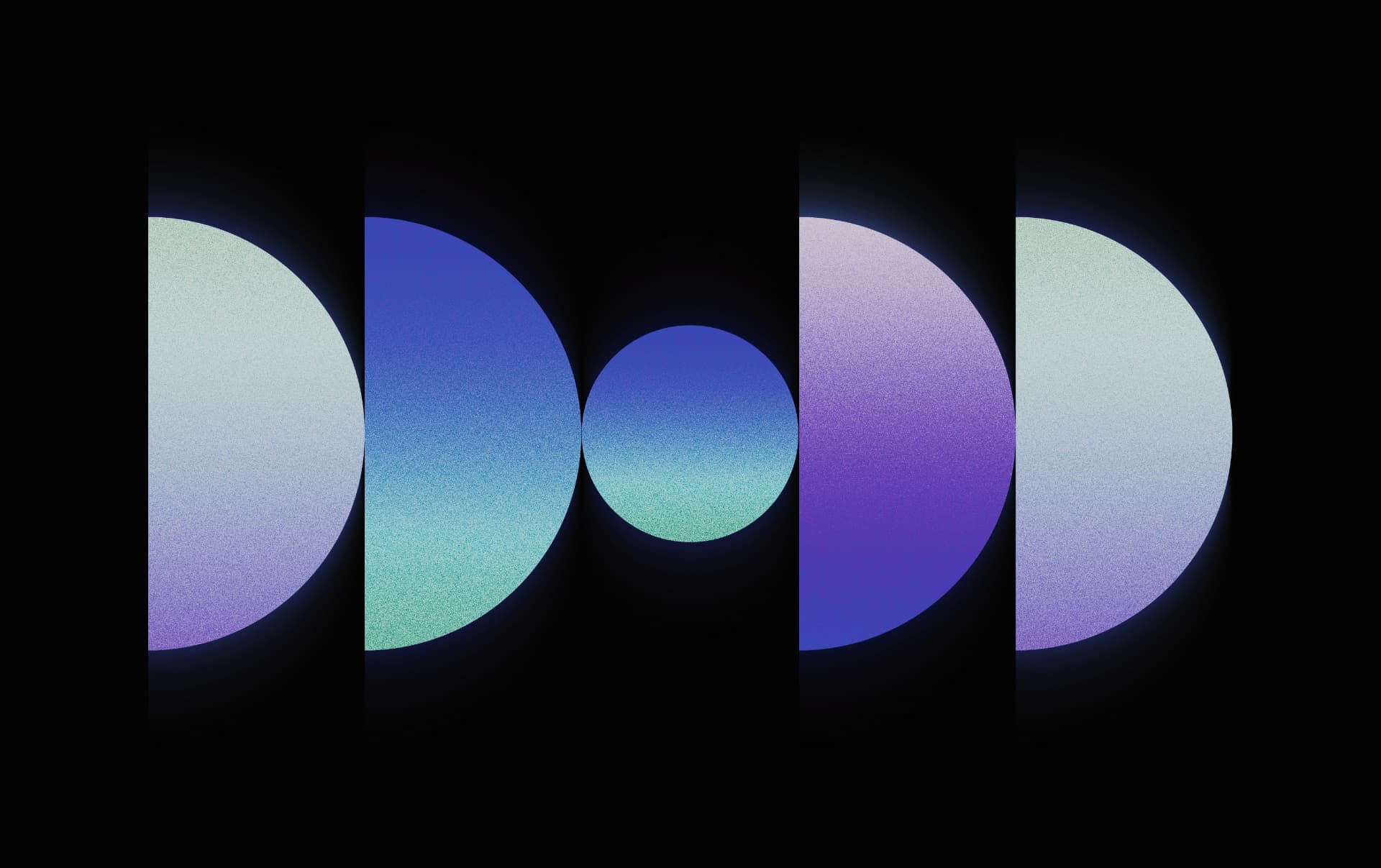 Abstract geometric shapes in blue, teal and violet gradients on black